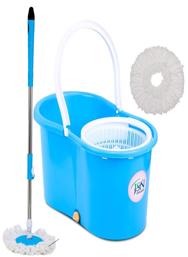 JSN Classic Magic Cleaning Spin Bucket Mop for Floor & Home Cleaning Dry Bucket Mop with 2 Refill Mop Set(Blue, Medium) - Image 1
